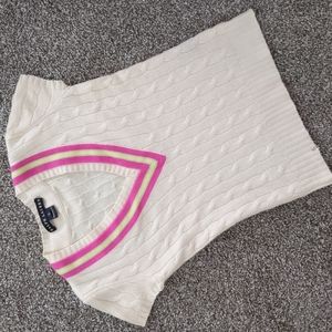 Ralph Lauren Black Label 100% Cashmere Cable Knit Cap Sleeve Sweater, Size S